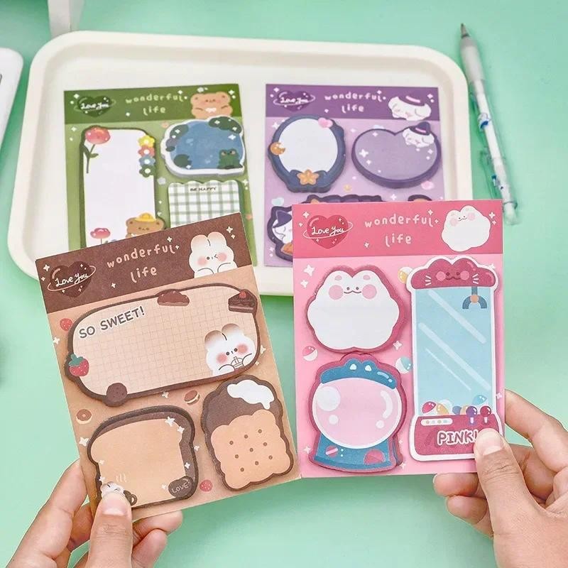 

60sheets Sticky Notes Cute Cartoon Colorful Notepad Memo Pad Ins Kawaii Stationery Memo Message Paper School Office Supplies