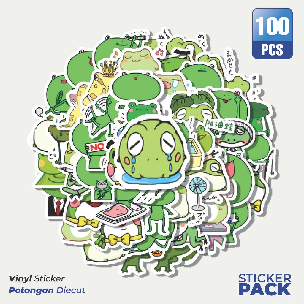 

Stiker Vinyl Stiker Kawaii Frog Series F [Katak] Waterproof Aesthetic- Untuk Laptop, Motor, dan Helm - Paper Stationery Pack