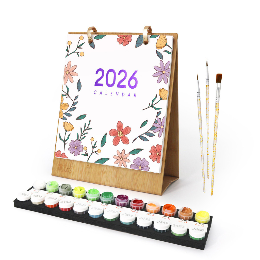 

2026 desk Calendar Paint by Numbers Creative Ornament Hand drawn Gift Commemorative value for family and friend