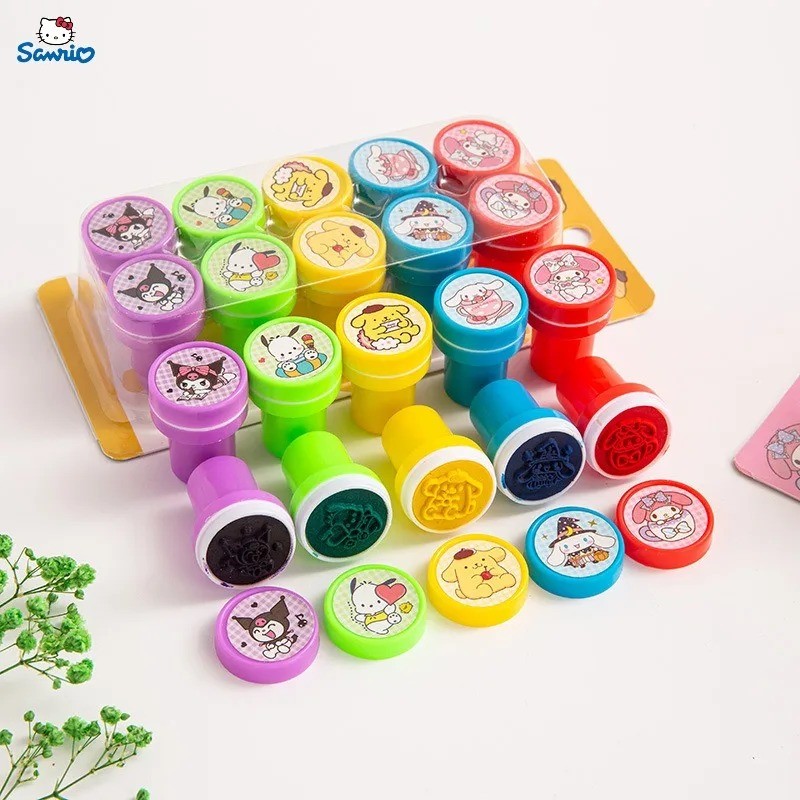 

Sanrio 10 Kitty Cartoon Stamps Kitty Different Patterns Children's Prize Stamp Set Washable Children's Prize Toy Classroom Prize