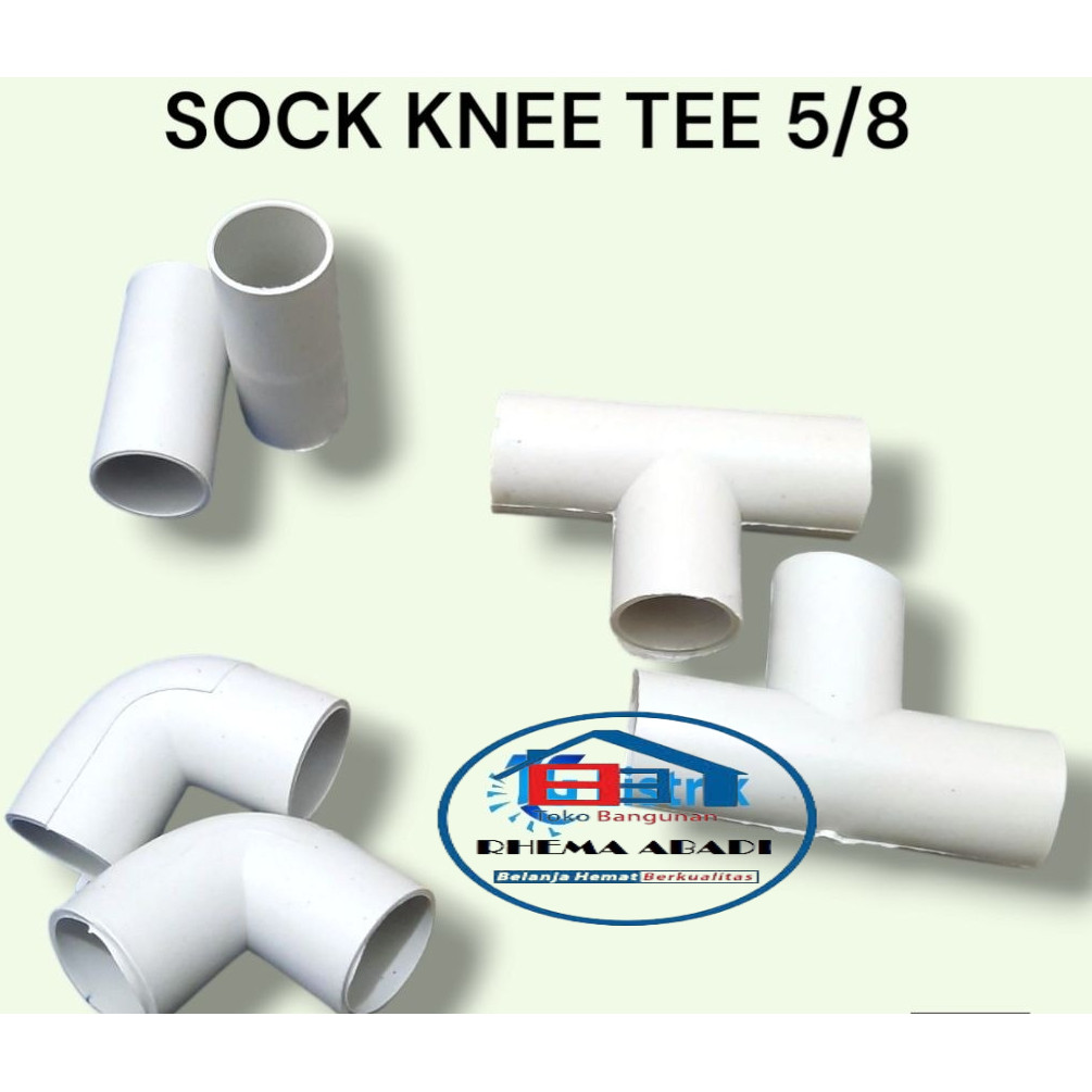 Sambungan Pipa Paralon Listrik 5/8" Inch Sock Knee Tee Putih