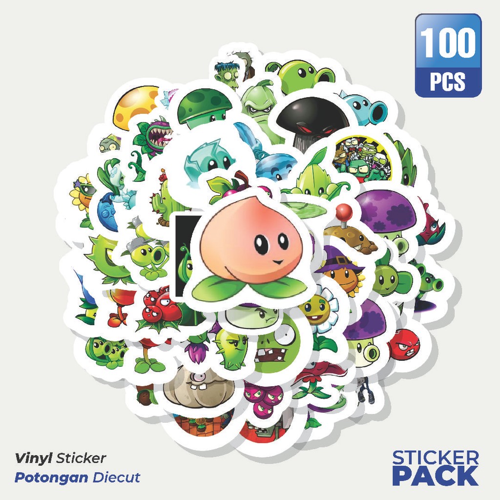 

Super Hemat! 100 PCS Stiker Plant VS Zombie Waterproof Aesthetic- Untuk Laptop, Motor, dan Helm - Paper Stationery Pack