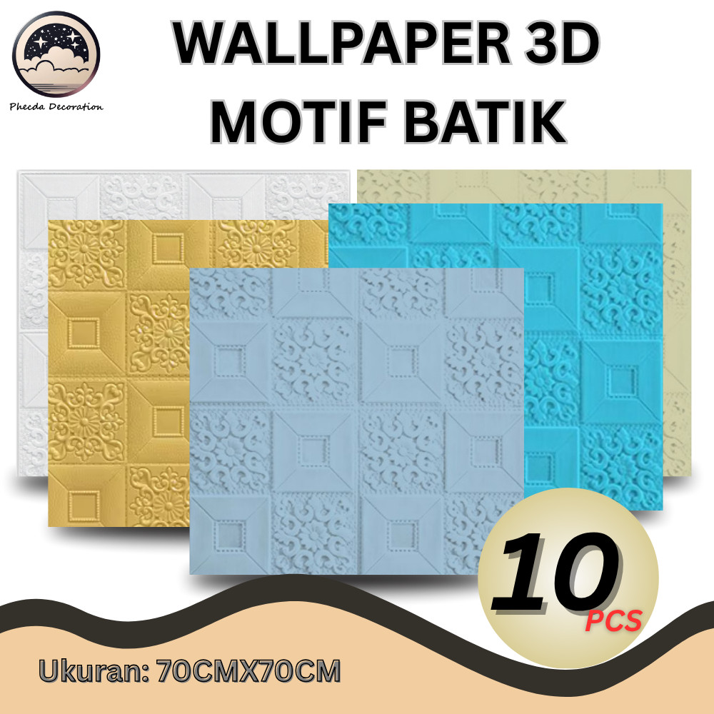 (10 Lembar)Wallpaper 3D Stiker Dinding / Wallpaper dinding kamarList dinding 70*70cm / Wallfoam dind