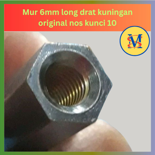 Mur 6mm Panjang Drat Kuningan Original NOS - Kunci 10 | Mur Baut Kuningan 6 mm