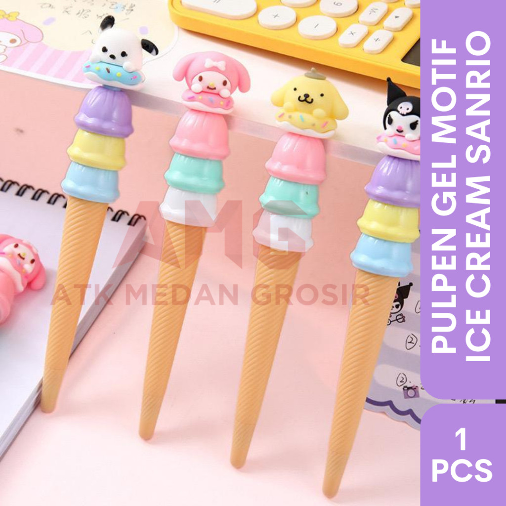 

PULPEN GEL KARAKTER MOTIF SANRIO BENTUK ICE CREAM PER PCS