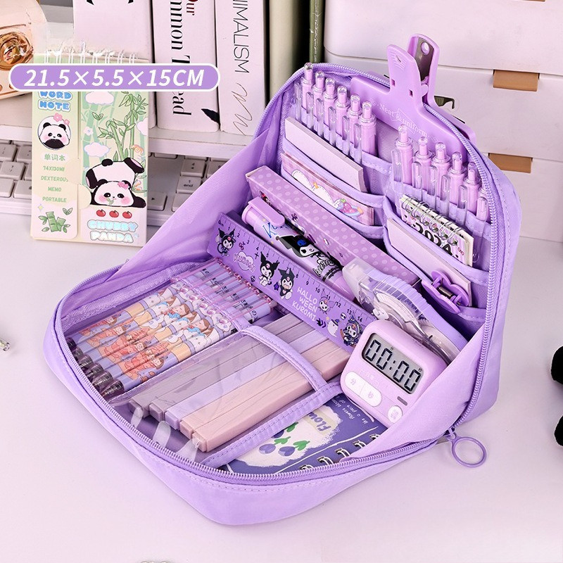 

Extra Large Capacity Pencil Case - Durable Polyester Multi-Compartment Organizer for School Supplies Portable Design Students