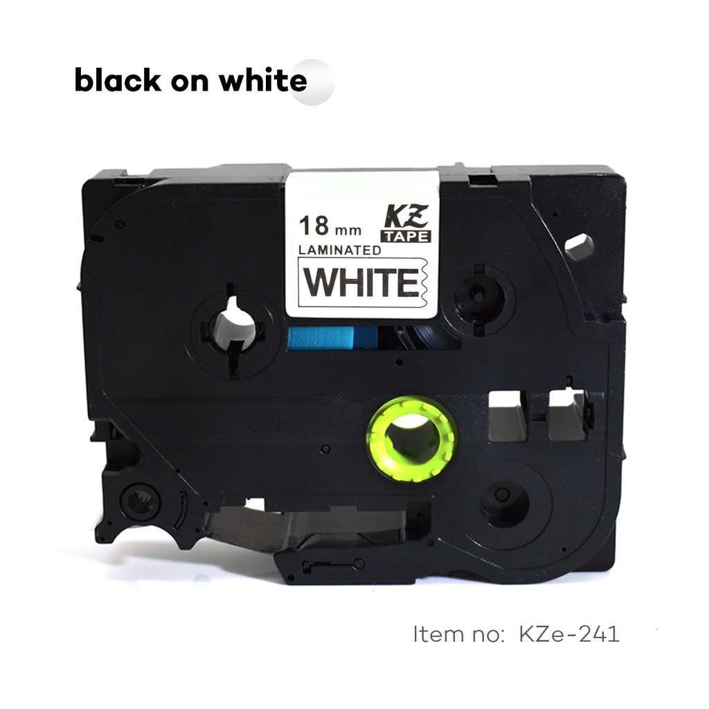 

18mm Tze241 Black on white Laminated Label Tape Cassette Cartridge label ribbon tze tape Tze-241 tze 241 for Brother P-touch PT