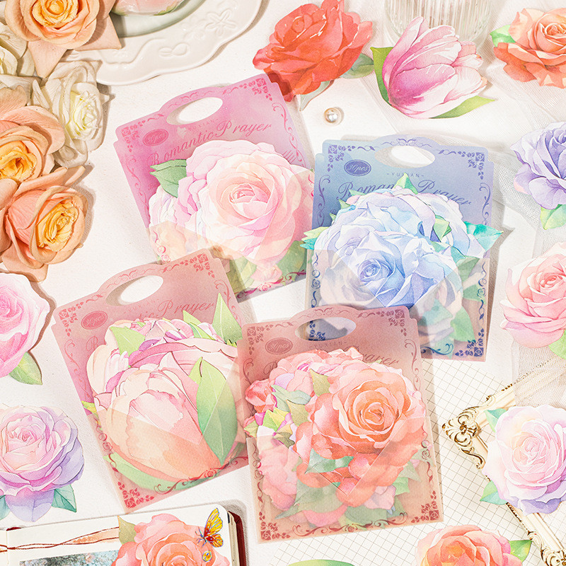

30pcs Kawaii Beautiful Flowers Memo Pad Material Paper Collage Junk Journal Background Decoration Paper Life Record Book