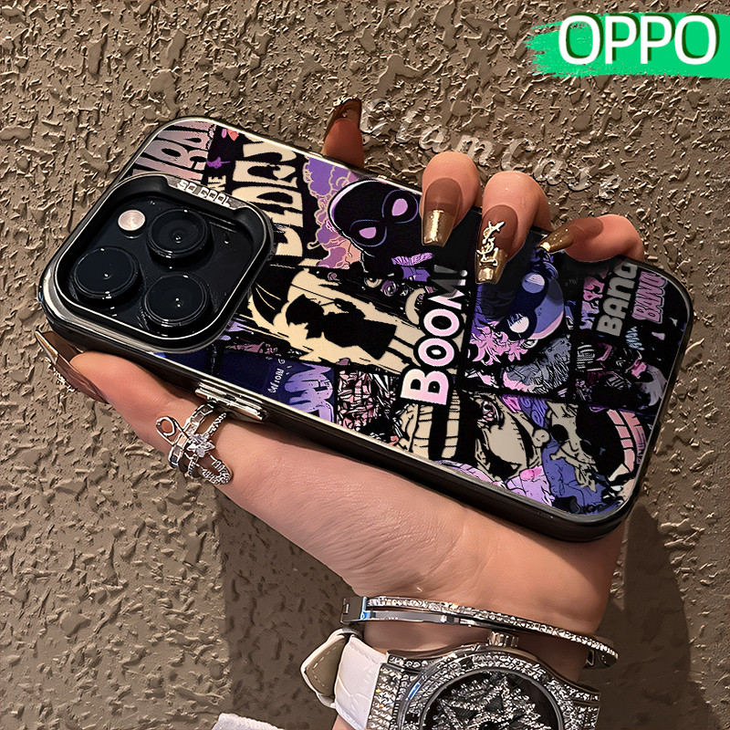 Coretan Anime Glossy Hologram PC Case OPPO A18 A57 A16 A15 A17 A60 A3x A3s A5s A54 A53 A12 A31 A58 A