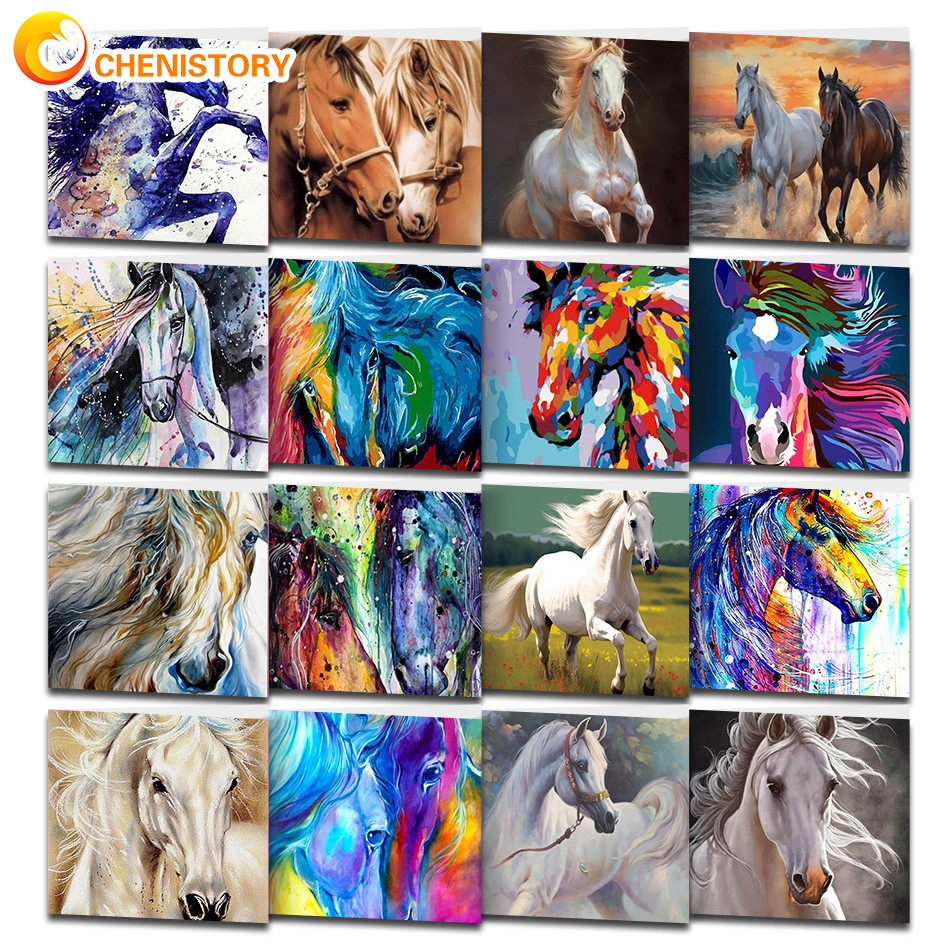 

PhotoCustom 40x50cm Oil Painting By Numbers For Adults Horse Animal Paint By Number Modern Home Decoration Artcraft Unique Gift