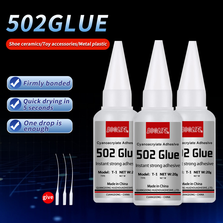 

Professional 502 Super Glue Instant Quick-drying Cyanoacrylate Adhesive Leather Wood Metal Plastics Strong Bond Liquid Glue Tool