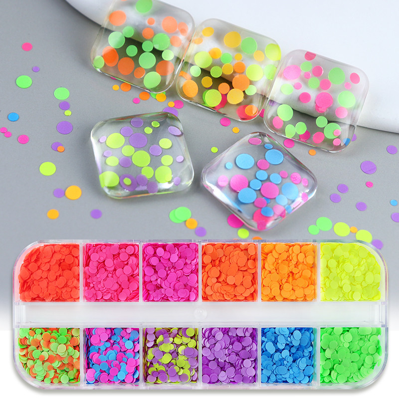 

Fluorescent Round Epoxy Resin Filling Colorful Neon Mix Bubble Ring Resin Sequins For DIY Silicone Mold Summer Crafts Materials