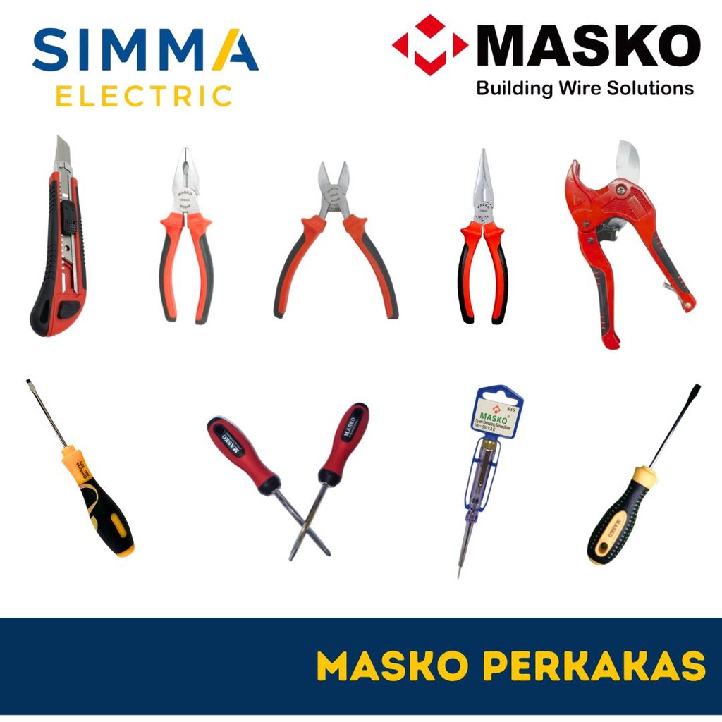 Masko Perkakas Teknik Obeng Cutter Tang Potong Tespen Tang Lancip Obeng Murah Simma Electric