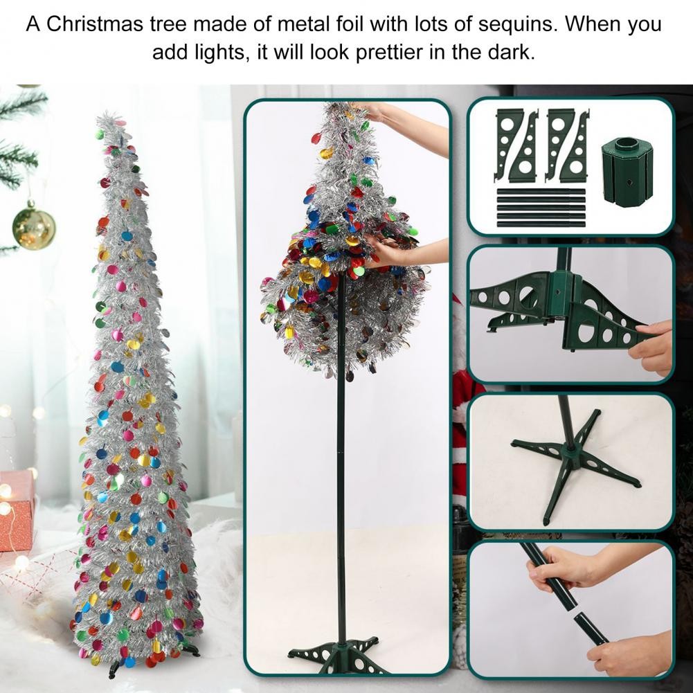 

Corner Christmas Tree Narrow Christmas Tree Sequin Pencil Christmas Tree for Small Spaces Collapsible Skinny Xmas with for Home
