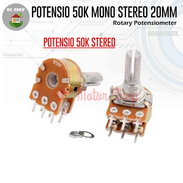 HARGA 5 PCS Potensio Mono / Potensio Stereo RRT 50k 20mm Original High Quality - 50k Stereo 20mm