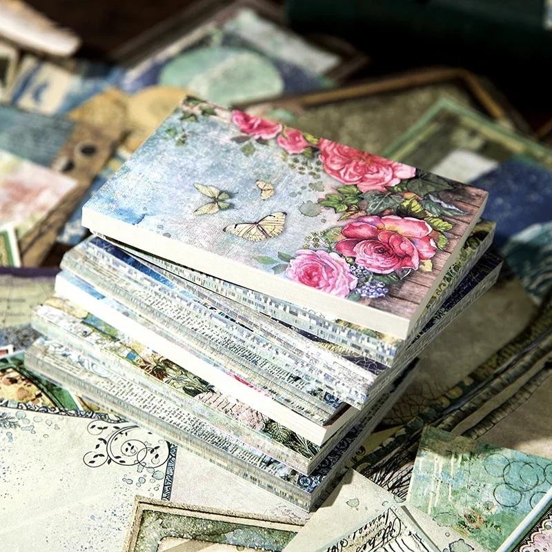 

60Pcs Flowers Material Paper Secret handwritten collage Book Decorative note account backing stationery notepad 125*80MM
