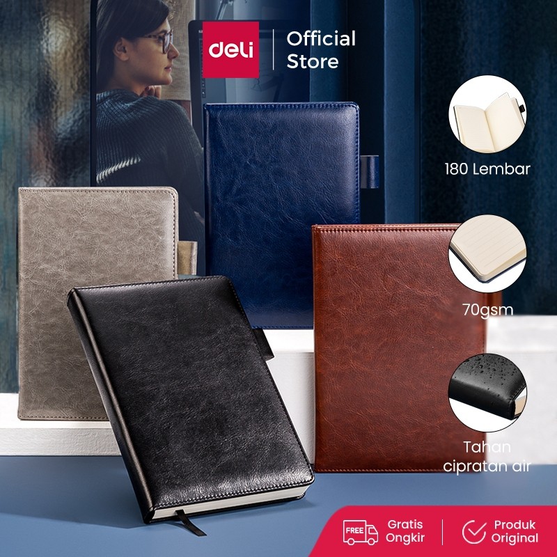 

Deli Leather Cover Notebook / Buku Catatan Sampul Kulit A5 180 Lembar Desain Elegan 22298