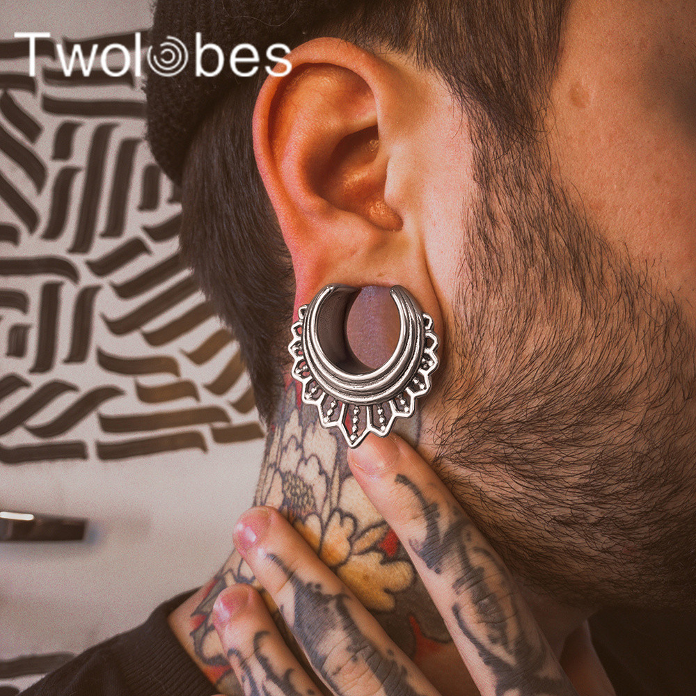 Twolobes 2PCS 316 Stainless Steel Saddle Plugs Tunnels Expander Plugs Stretcher Piercing Women Body 