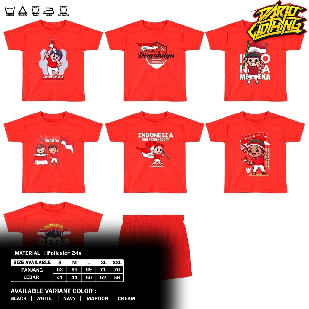 DarjoClothing Combed - Kaos Couple 17 Agustusan Anak & Dewasa Kemerdekaan Indonesia Kaos Agustusan I