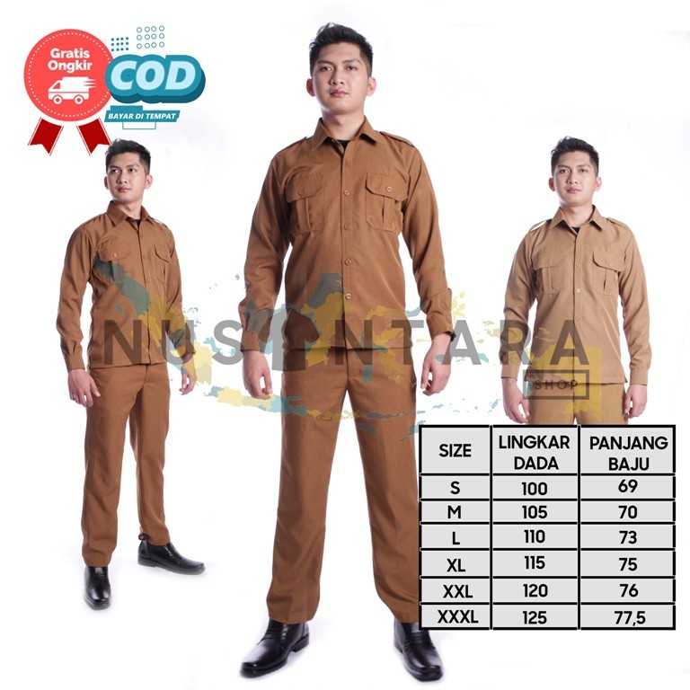 Seragam Pns Pria Lengan Panjang Seragam Keki Pria Baju Pns Pria