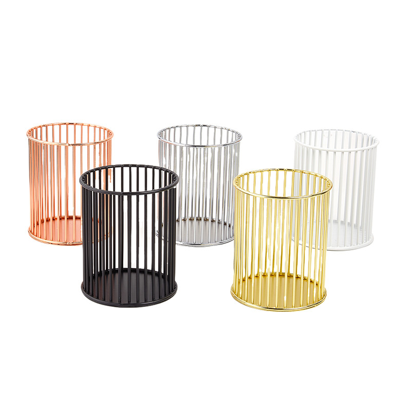 

Desktop Pen Holder Rose Gold Box Desk Pen Pencil Organizer Home Decor Makeup Storage Office School Storage Case