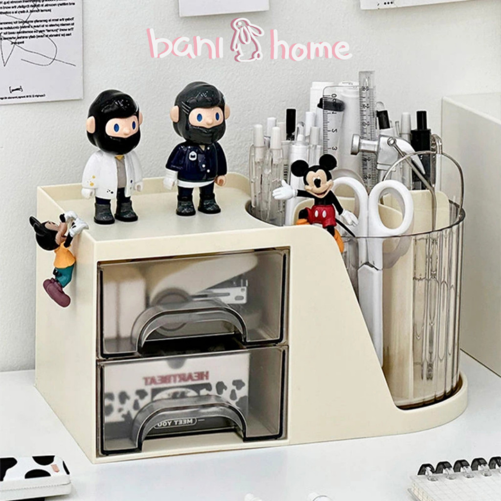 

BANI - YUL HYE Organizer 2 in 1 Stationery Serbaguna Perapi ATK Minimalis Rak Laci Alat Tulis Putar Storage Skincare Aesthetic Holder Organizer 2 in 1 Dekorasi