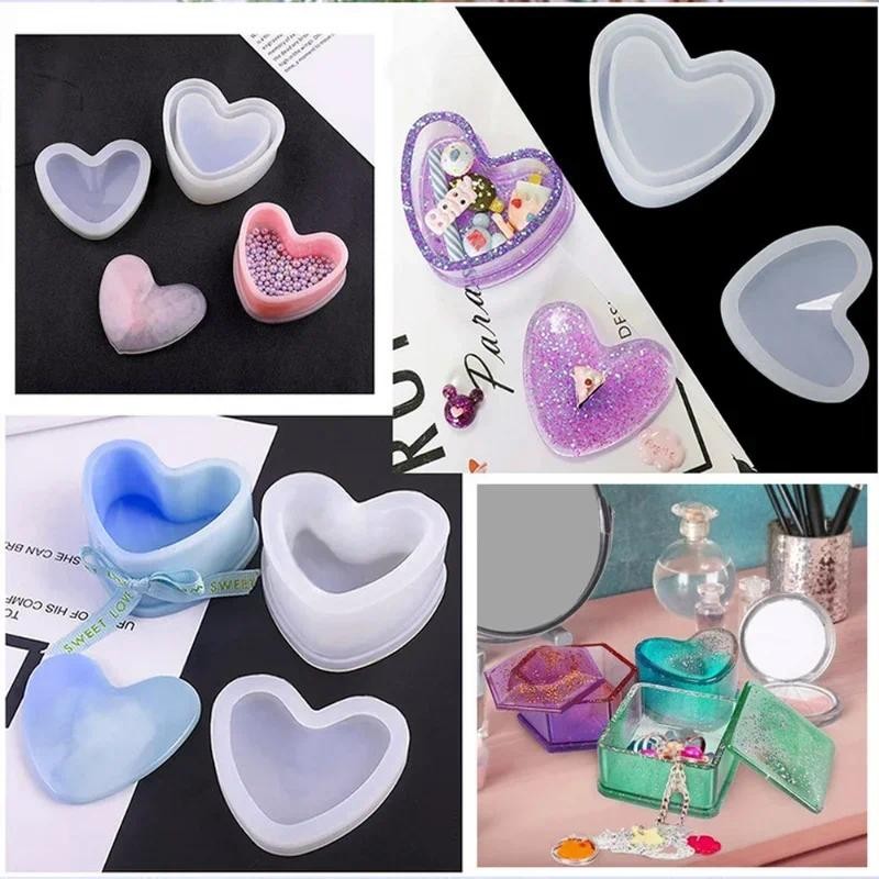 

Diy Jewelry Box Clay Cement Pottery Mold Handmade Heart-shaped Square Hexagonal Storage Box Plaster Epoxy Silicone Molds Kit