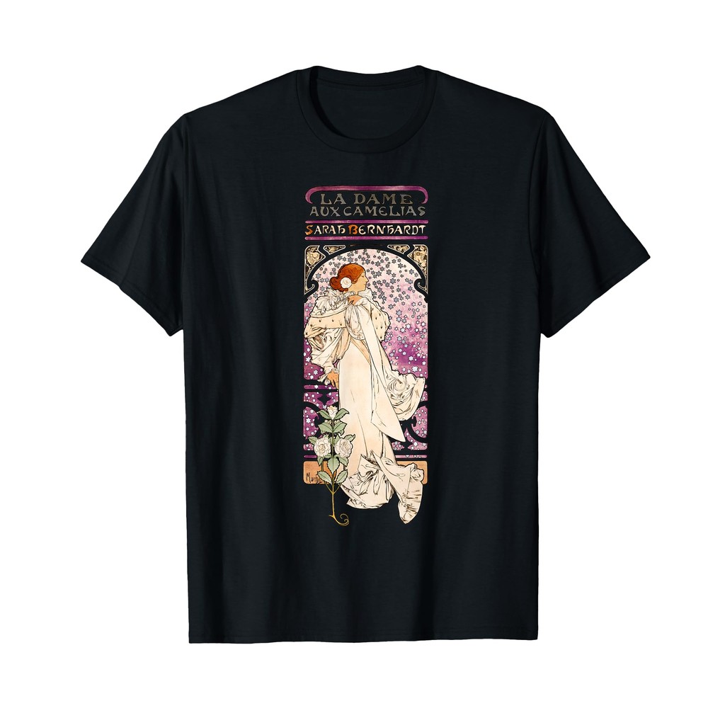 Kaos Wanita Vintage Bohemian Gaya Art Nouveau Mucha