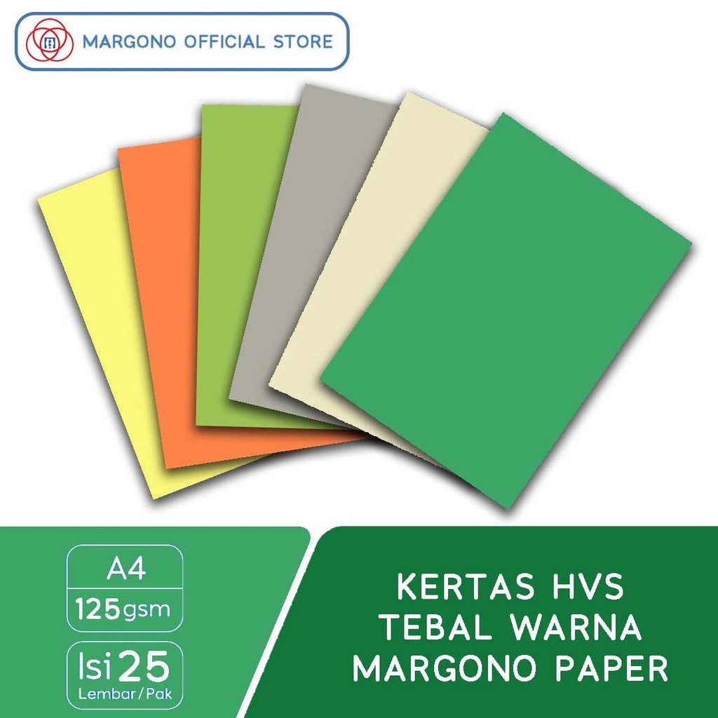 

[25 lembar, 125 gsm] Margono Kertas HVS Tebal Premium Warna A4 - Color Paper Cerah Pastel Hitam