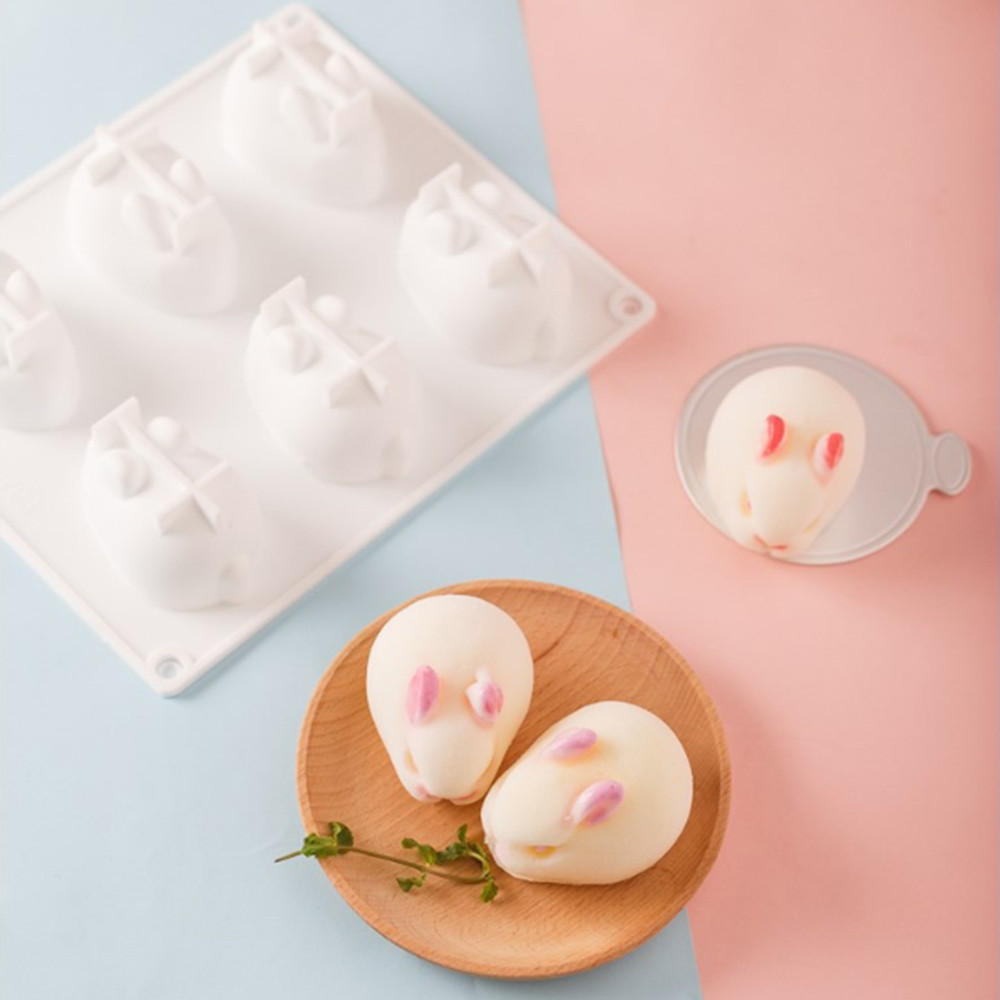 

3D Rabbit Shape Cake Mold Mousse Dessert Molds Bakings 6Hole Silicone Mold