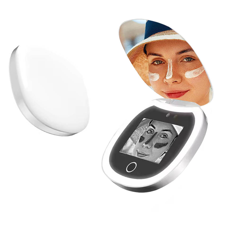 uv mirror sunscreen testing camera with light with Camera  2X Magnification LED  for Facial Sunscree