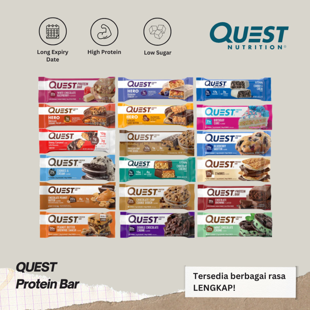 

Quest Nutrition Protein Bar Keto Friendly 60g Varian Rasa 1 gram Sugar
