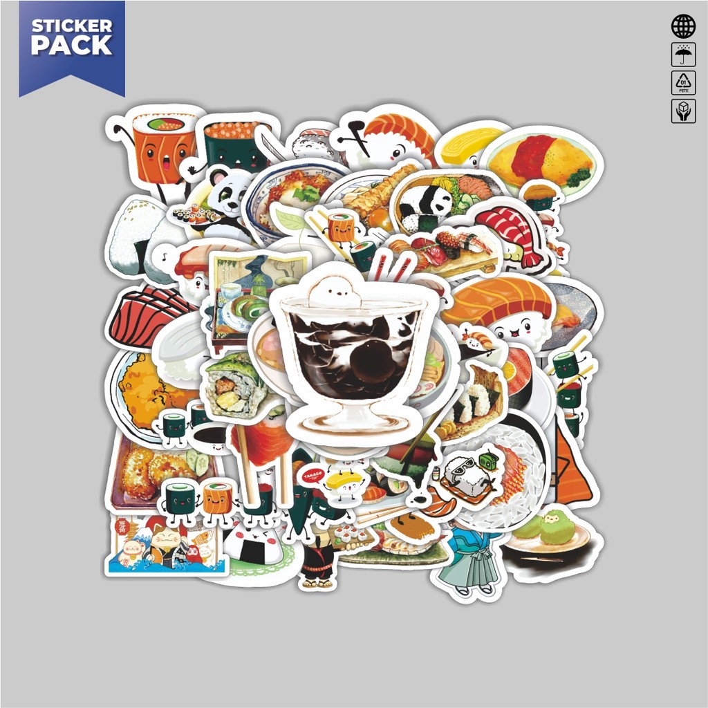 

[100PCS]Stiker Pack Stiker Food Series Japan Cuisine Illustration [Ilustrasi Masakan Jepang Seri Makanan] Aesthetic Vinyl Anti Air Dekorasi Sticker Laptop Buku Journal Koper Helm Casing HP Gitar Helm Skateboard