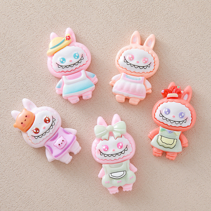 

2pcs New cute Labu cartoon resin accessories DIY handmade hairpin cream glue mobile phone case keychain accessories