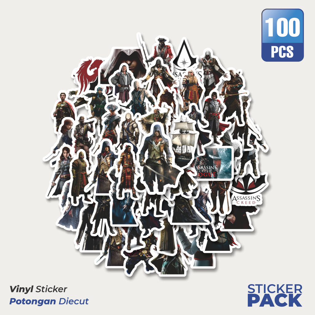

Stiker Vinyl Stiker Game Series Assasin's Creed Universe Mix 5 Waterproof Aesthetic- Untuk Laptop, Motor, dan Helm - Paper Stationery Pack