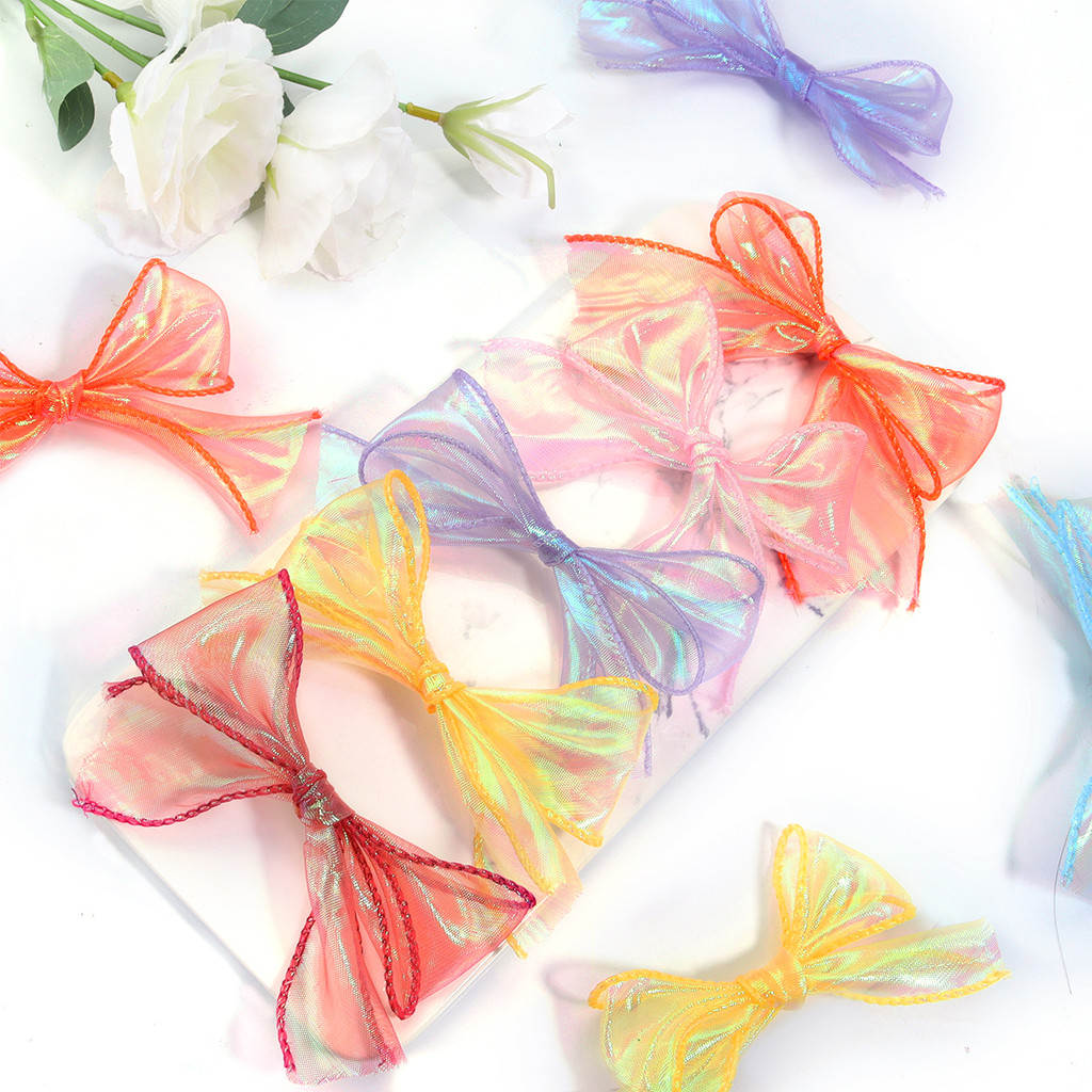 

4Pcs 4cm Fishtail Satin Ribbon Bows Decoration Bowknot Organza for Gift Bouquet Wrapping Wedding Bow DIY Craft Handwork Material