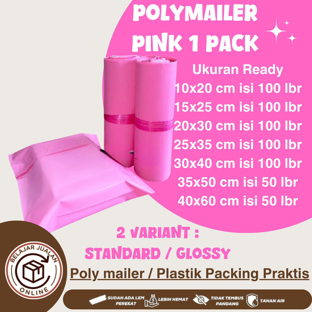 

Polymailer PINK Olshop 1 pack (isi 100/50 pcs,) / Plastik Packing lem / EKONOMIS/GLOSSY MURAH, aman murah, waterproof, seller