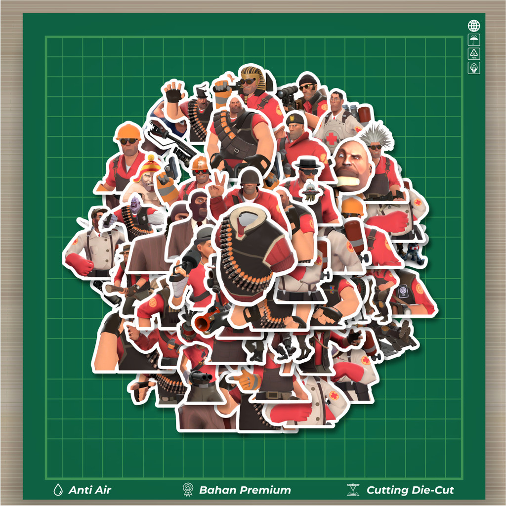 

HOT 50 PCS STIKER Stiker Game Series Team Fortres Character V10 Stiker Fashion Cars Decal Dingin Kartu Album Custom Vinyl Anti Air- Sticker Aesthetic Buku Journal Koper Casing HP Tablet Laptop Helm Motor Botol Minum