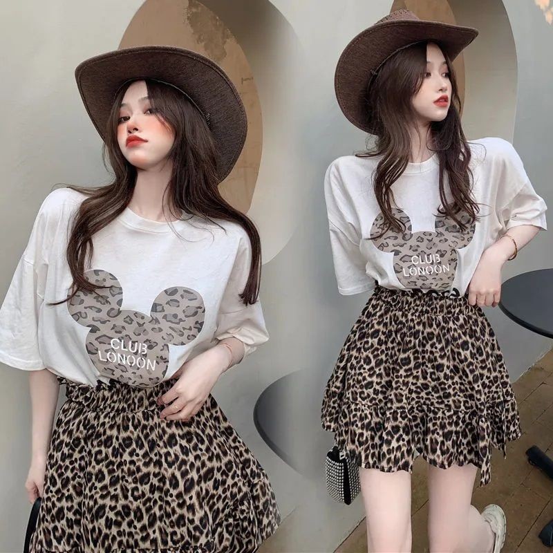 Aroana Rok bermotif macan tutul Spice Girl versi Korea baru untuk rok pendek seksi berpinggang tingg