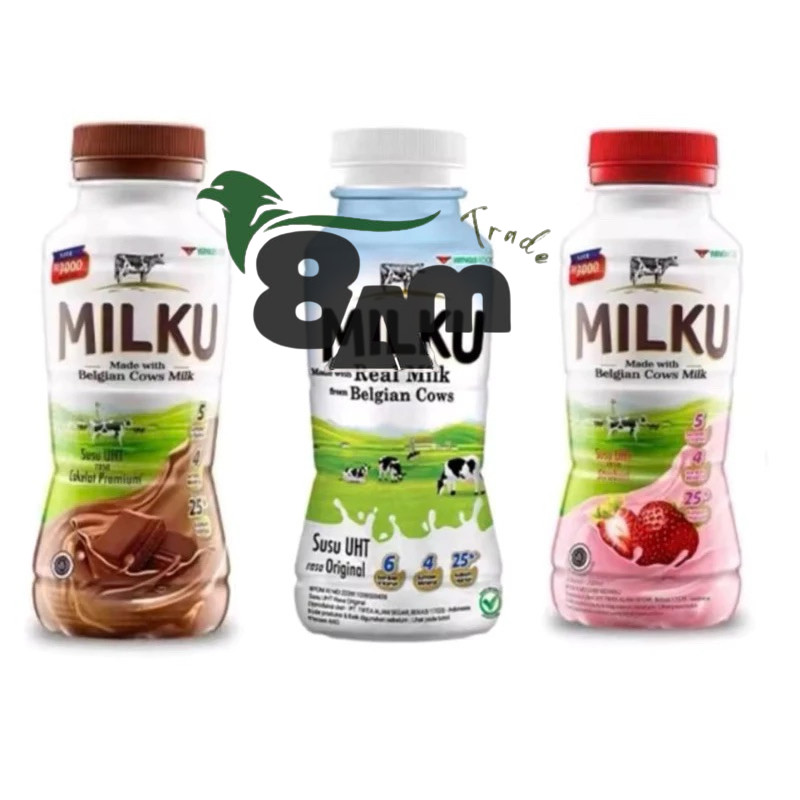 

MILKU 200ml x 3 BOTOL/SUSU UHT/Minuman/Segar/COKELAT ORI STRAWBERRY/3PCS