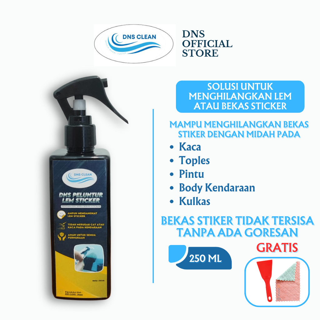 DNS Peluntur Lem Stiker Cairan Penghilang Perekat Bekas Lem & Stiker Membandel di Kaca Plastik Kayu