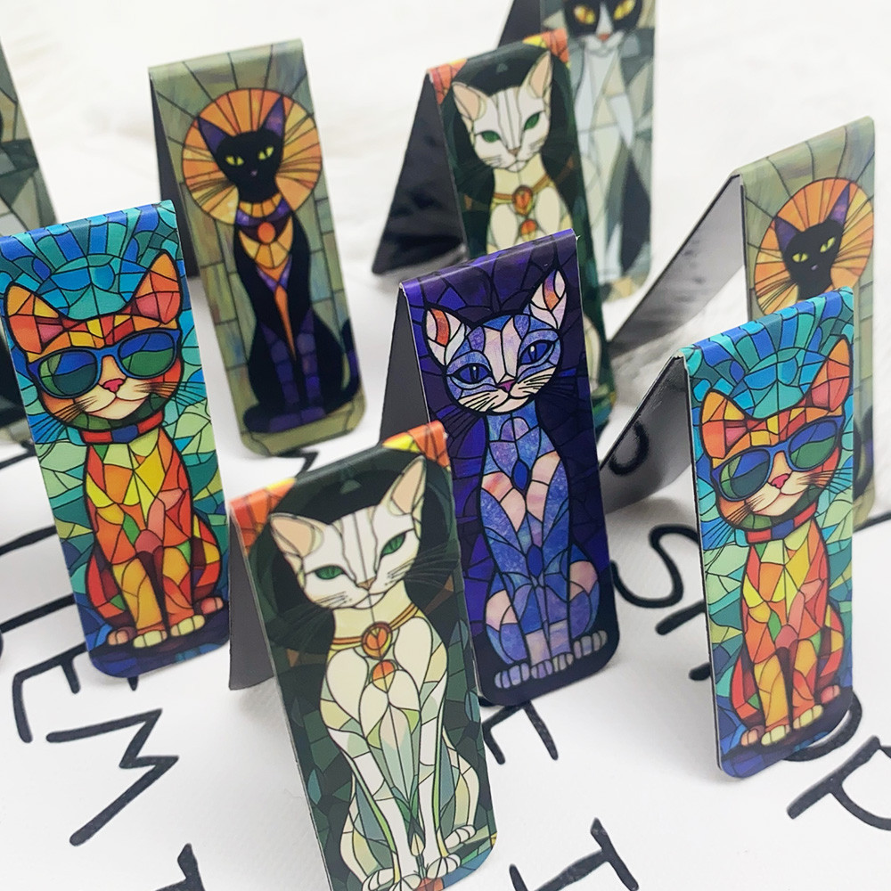 

5pcs Elegant Cat Magnetic Bookmarks School Stationery Supplies Reading Pages Books Annotated DIY Aesthetic Creative Bookmarks