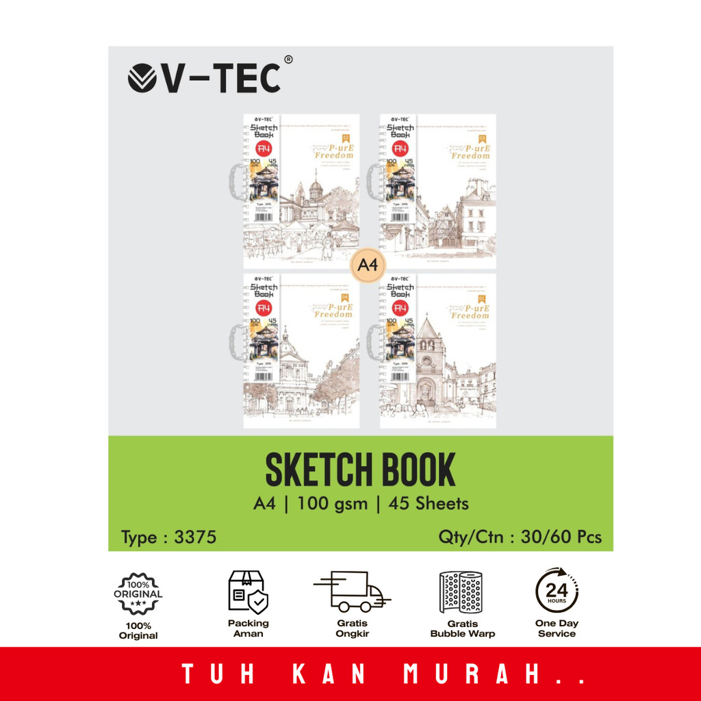 

V-TEC SKETCH BOOK BUKU MENGGAMBAR SKETSA-3367-A4