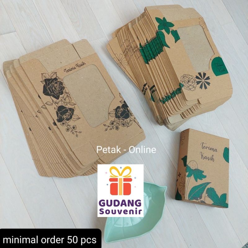

50 Pcs, Box Coklat Kemasan Souvenir 7x10 cm, Box Mangkok Daun, dll harga Murah