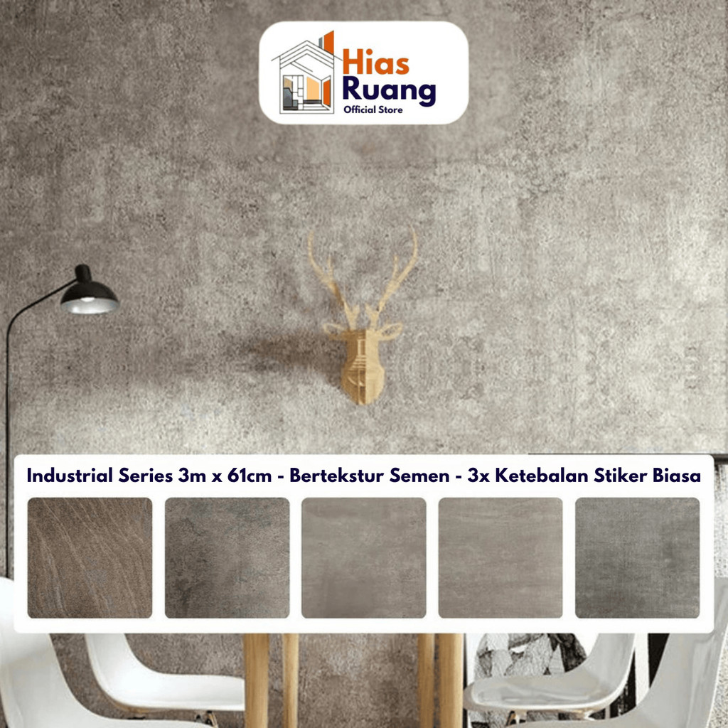 [Extra High Quality] Wallpaper Furniture Industrial Series Bertekstur Semen Terasa Timbulnya Anti Ai