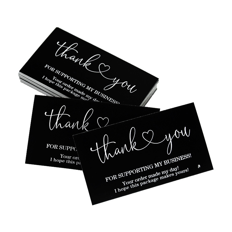 

50pcs Pink Black Thank You For Supporting My Business Small Shop Gift Decor Greeting Card Appreciation Labels Packaging Supplies