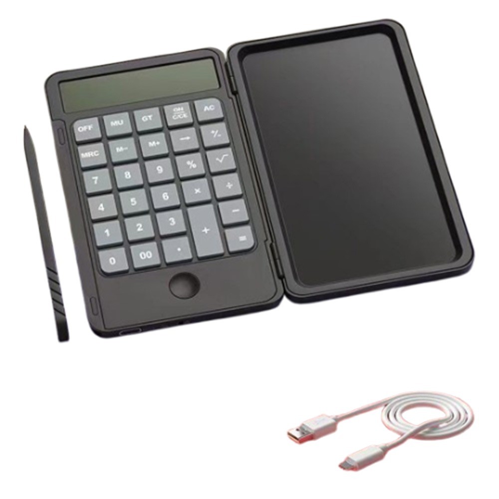 

2in1 Scientific Calculator Foldable Erasable Office LCD Drawing Pad Practical 12 Digits Display LCD Writing Board with Stylus