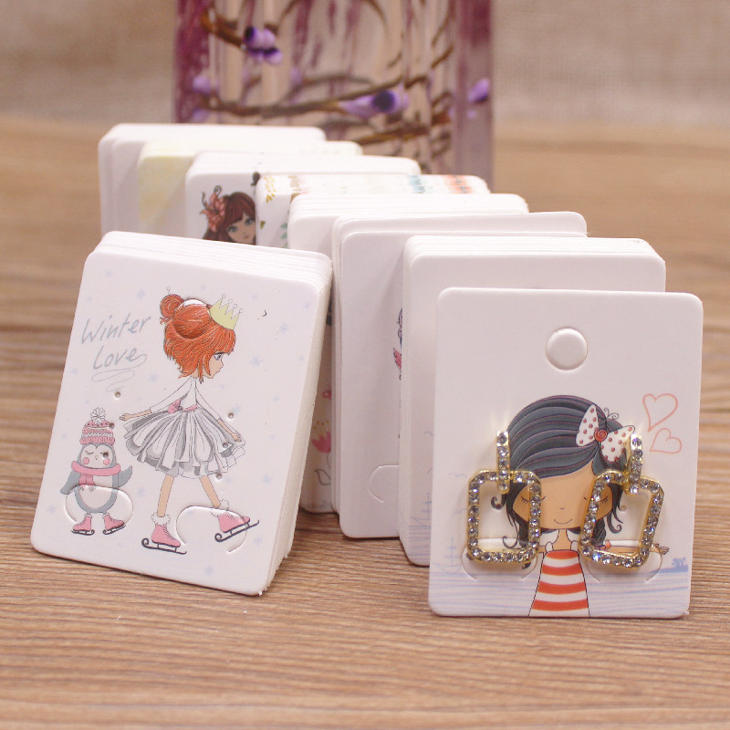

50pc/lot 5x4cm hot sale new cute girl flower series stud drop earring package card pattern Thank you /Yellow tree earring tag