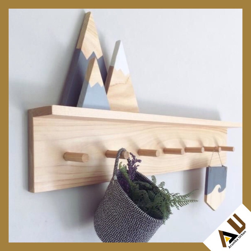 Rak Dinding Minimalis Tempat Gantungan Kunci dan Baju Estetik