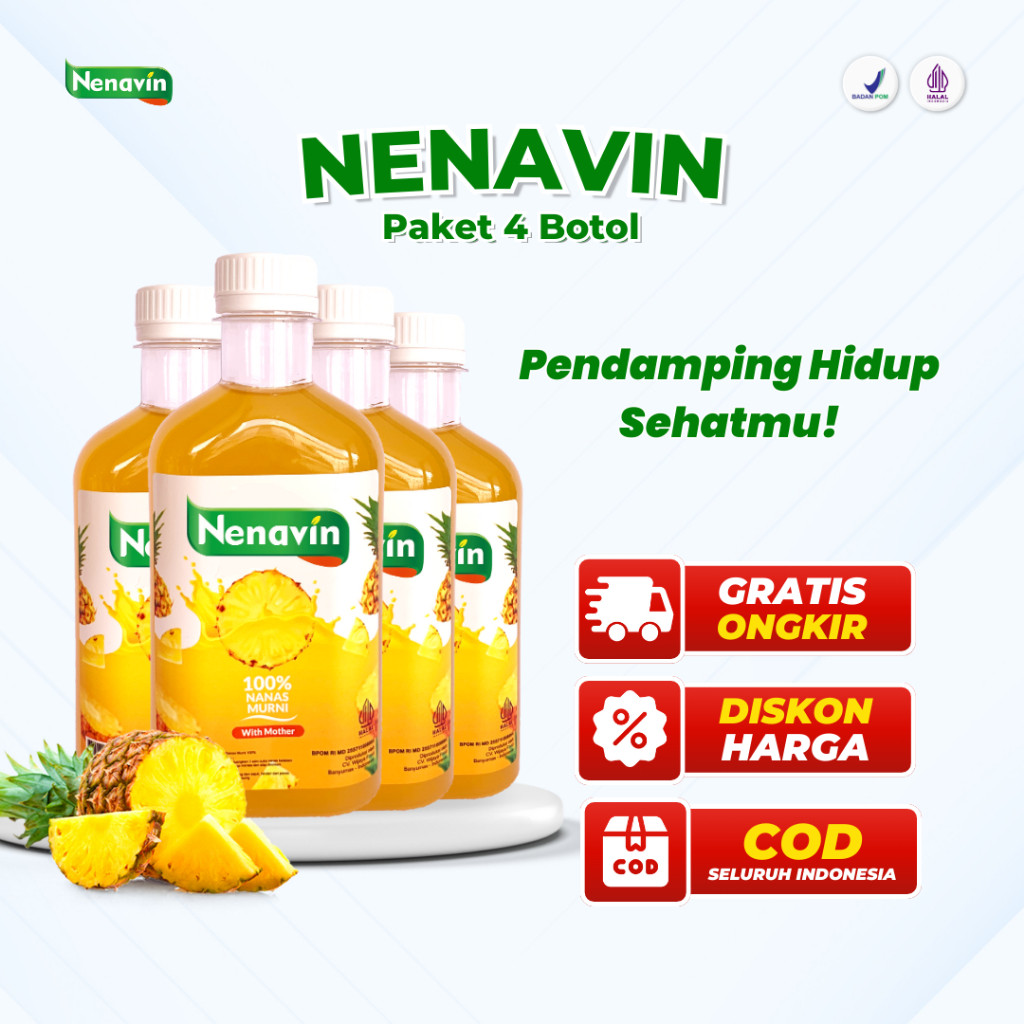 

NENAVIN Cuka Nanas Alami Cegah Diabetes dan Membasi Asam Urat Serta Kolesterol Jahat - 4 Botol Halal